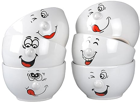 Cuenco de cerámica para cereales con cara sonriente, cuenco para postre, cuenco para aperitivos