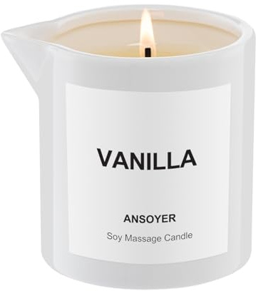 ANSOYER Massagekerze, feuchtigkeitsspendend und nahrhaft für Home SPA,230g (Vanille)