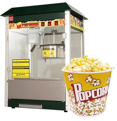 ZPRMMN Commercial Popcorn Maker Electric Puffed Rice Maker Automatic Corn Popper Stainless Steel Professional Popcorn Machine (Color : Black, Size : 1400W)
