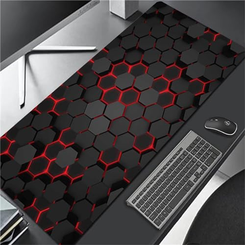 XXL Gaming Mauspad 600x400x3mm - Mousepad Groß - Tischunterlage Large Size - Weiches Tastatur Matte - verbessert Präzision und Geschwindigkeit - Schwarz Rot