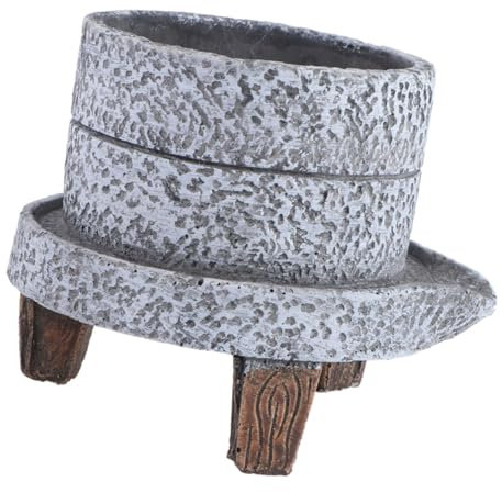 OFFSCH Vintage Blumentopf Blumentopf aus Stein Pflanzgefäß aus Kleiner Blumentopf Pflanzendekor Töpfe für Pflanzen Vintage-Handwerk Blumenbehälter Anlage Kunsthandwerk Zubehör Steinmühle