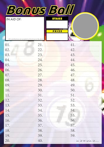 Totally Bonkers - Bonus Ball (59) Fundraising Scratch Cards - 59 Square - A6 (148x105mm) - 10 Pack - TB0107 - Blind Card