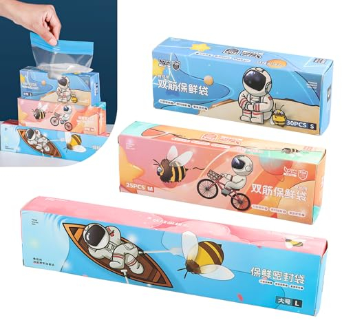 70 Pezzi Sacchetti per Congelatore per Alimenti, Sacchetti a Chiusura Lampo per Panini, Sacchetti Freezer Richiudibili, Sacchetto Sigillato per Verdure, Frutta, Carne Trasparenti (S+M+L)