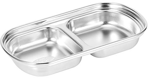 Cuencos Para Mojar, 2 Rejillas/3 Rejillas Cuencos Para Salsa Para Mojar De Acero Inoxidable Platos De Fondue Divididos Cuencos Para Platos De Salsa Para Guarniciones De Salsa Condimentos(2 rejillas)