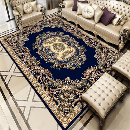 RUGMRZ Teppich Anti Rutsch 70x140CM Sofa Teppiche rutschstopp blau Blumenmuster Büro Rutschfester Kind