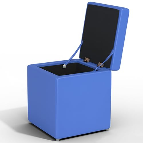 Schwarzer Aufbewahrungs-Ottomane mit Deckel, Fußstütze, Hocker, kleine PU-Leder-Ottomanboxen – bequeme zusätzliche Sitzgelegenheit für Wohnzimmer, Schlafzimmer, Schlafsaal – Schuhbank für den