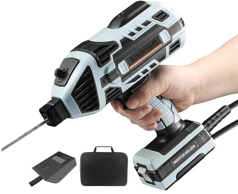 Kindevieft Welding Machine Handheld, 20-120A Portable Stick Welder, IGBT Hand Held Welder Machine, Anti-stick ARC Welder Machine with Hot Start Arc Force, 5 Variable Current Adjustment,Grey