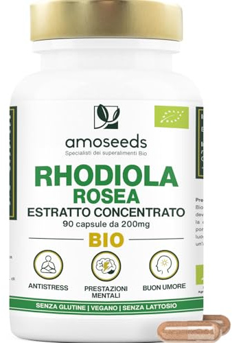 Rhodiola Rosea BIO | Estratto Concentrato (rosavine + salidroside) | 100% Naturale | Adattogeno, Anti-stress, Equilibrio Emotivo | 90 capsule vegane | Qualità Superiore