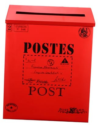 HAPINARY Cassetta Postale Vintage in Ferro Rosso, Ornamento Portagiornale e Portalettere Fotografico Ampio Spazio, Decorazione Casa e Set Fotografico, Dimensioni 29x22x6 Cm