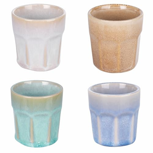 Villa d'Este Home Tivoli Lot de 4 tasses à café 90 ml en grès, 4 tons