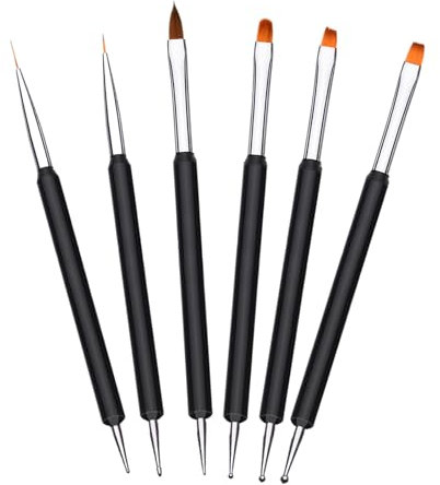 Pinceles para Uñas, 6 Piezas Function Nail Brush, Plumas de Arte de Uñas, Herramientas de Doble Punta de Uñas, Pincel Acrilico Uñas, Nail Dotting Manicure Tools Para Diseño de Arte de Uñas DIY