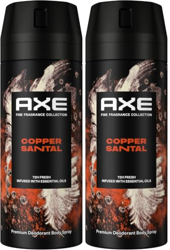 Axe Desodorante Aerosol 72h Copper Santal para Hombre Fragancia Azúcar Moreno y Pimienta 150ml (Paquete de 2)