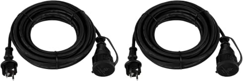 REV – Verlängerung – 10m Verlängerungskabel für den Außenbereich – max. 3680W – IP44 spritzwassergeschützt – schwarz (Packung mit 2)
