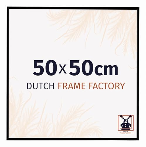 Dutch Frame Factory - Bilderrahmen 50x50 cm Schwarz Matt - Kunststoff | Antireflex-Acrylglas aus Kunststoff, Wandmontage, Geeignet für Fotos, Poster und Puzzles, Easy, Made in Holland