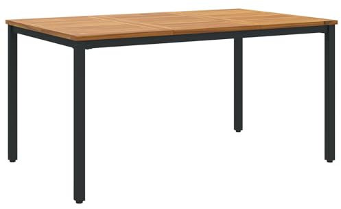 vidaXL Tisch für Outdoor Natürlich und Schwarz 150 x 90 x 75 cm, Akazienholz Tisch, modernes Gartenmöbel, wetterfestes Esszimmer für stylisches Outdoor-Feeling und Entspannung