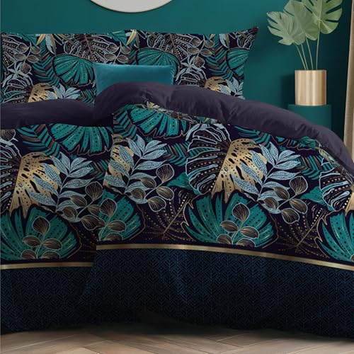 Dreamzie Bettwäsche 2x135x200 + 2x80x80 Gold-Dschungel, Mikrofaser | Mit Reißverschluss · Weich und pflegeleicht · Waschbar bei 40 °C · Schnelltrocknend · Für ein angenehmes Schlafgefühl