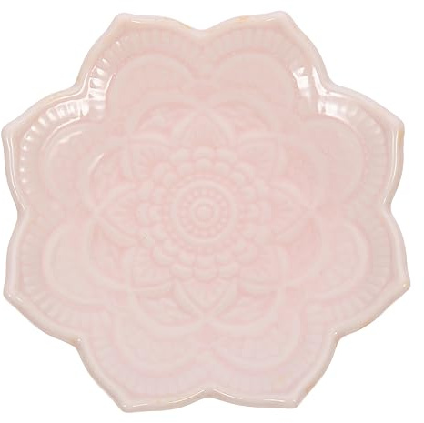 GALPADA Plateau à Bijoux Mandala En Céramique Irrégulier Rose, Plat à Anneaux Décoratif, Organisateur De Bureau Pour Rangement Bijoux Et Cosmétiques, Présentoir Multifonctionnel