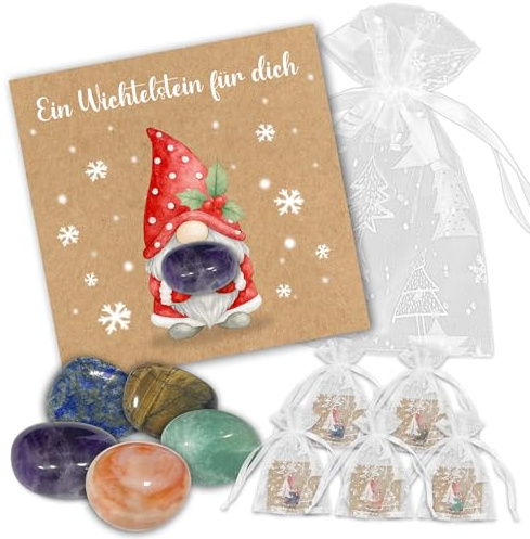 5 Wichtelgeschenk Glückssteine(1-3 cm), Nikolaus Geschenke Weihnachtsgeschenke für Kinder, Wichtelstein Wichtel Zubehör, Kleine Geschenke für Adventskalender Kinder, Give Aways Weihnachten Mitbringsel
