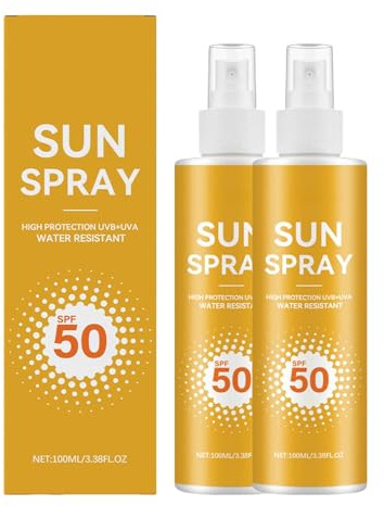 Sonnenspray, Transparentes Spray, Spraylotion SPF 50 -Mineralisches Sonnenschutzspray für Kopfhaut LSF 30+, nicht kleben, Bio Sonnencreme für die ganze Familie – Sonnenspray Gesicht und Körper (2PC)