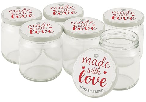 Blumixx Einmachgläser mit Schraubdeckel 24er Pack Einmachglas mit Deckel „Made with Love“ in Grau - 210ml Fassungsvermögen - Ideal für Erntezeit, Konservierung & stilvolle Aufbewahrung