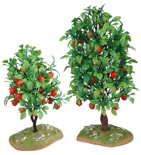 UKCOCO 2 pièces Mini Pommiers Artificiels Modèles de Diorama pour Maquettes de Train Arbres Plastique Simulés avec Fruits Décoration Miniature Réaliste pour Paysage et Maison