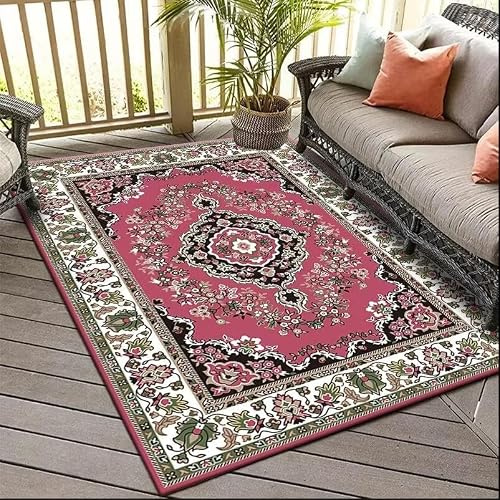 Yaaxinb Teppich Rosa Bohemian Flauschig Kurzflor,Mikrofaser Super Weich,Anti-Rutsch,Waschbar,Teppich Webteppich Für Wohnzimmer,Flur,Schlafzimmer Teppichläufer 120X160Cm