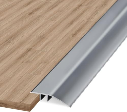 1M Aluminium-Boden-Übergangsstange, Türstange, Metall-Bodenleiste für Türen, Schwellen, Fliesen, Laminat, Planken, Brücke die Höhe zwischen 6–12mm(Eisengrau, 4.3cm)