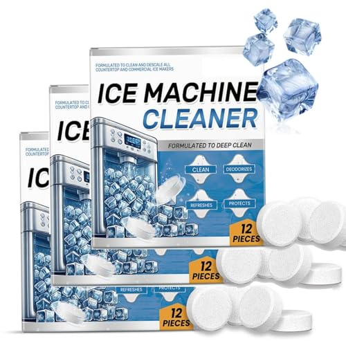 Limpiador de máquina de hielo, descalcificador y desodorizante, 36 tabletas limpias para máquinas de hielo, elimina el olor y prolonga la vida útil, suministro a granel de 12 meses