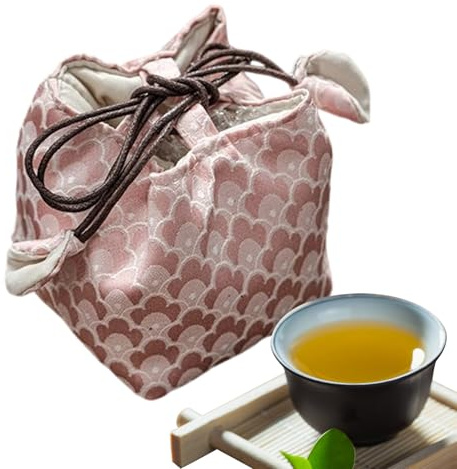 Tea Bag Storage Embroidered Aesthetic Portable Drawstring | Chinese Tea Tools Storage Pouch for Women Home Office Outdoor Travel Vacation Camping Picnic Road Trip