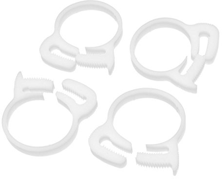 sourcing map 4Stk Doppel Greifend Plastik Schlauch Rohrschellen Festigung Weiß 30,2mm-32,5mm
