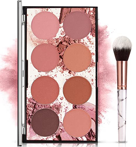 NewBang 8 Colors Blush Palette, Matte Mineral Blush Powder Bright Shimmer Face Blush,Contour and Highlight Blush Palette,Professional Facial Beauty Cosmetic Makeup Blush