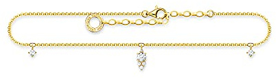 THOMAS SABO Fußkette weißer Stein Gold 925 Sterlingsilber, 750 Gelbgold Vergoldung