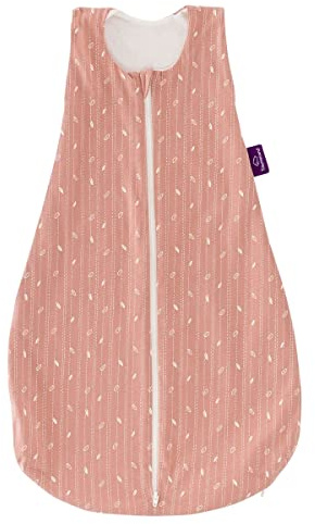 GOTS Schlafsack LIEBMICH, Design Blätter rosa, Größe 90 - kontrollierte und zertifizierte Herstellungskette nach weltweit anerkannten Richtlinien