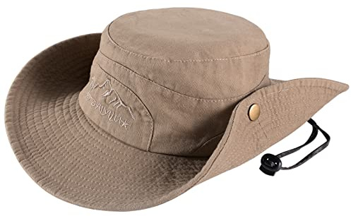 Obling Sonnenhut, UV-Schutz, Fischerhut, Sommerhut, Strandhut, Safari-Boonie-Hut, faltbar, Fischerhut, verstellbarer Kinnriemen, khaki, 7/7 1/4