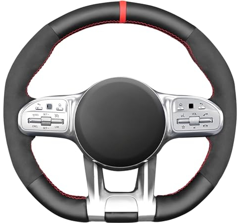 MEWANT Lenkradbezug Kompatibel mit Benz AMG GLA GLC GLE GLS A35 C63 GT CLA35 CLA45 CLS53 E53 G63(W177/V177) A45 W205 C205/A205 C118