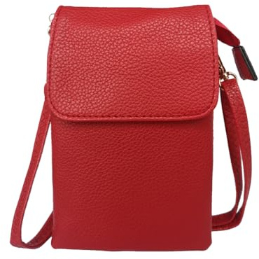 NAOYQ kleine handtaschen Damen,handytasche zum umhängen, Handy Umhängetasche Damen,Handy Tasche Leder,Schultertaschen Portemonnaie,Handytasche mit Geldbörse zum Aufhängen verstellbarer rot