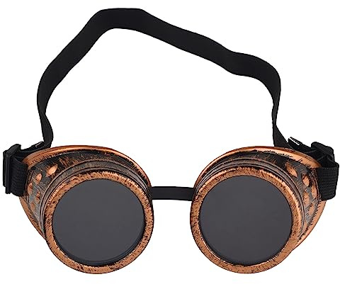 Bohue Steampunk Brille Vintage Brille Gothic Halloween Cosplay Sonnenbrille Dress-Up Zubehör Party Eyewear für Männer Frauen (Messing)