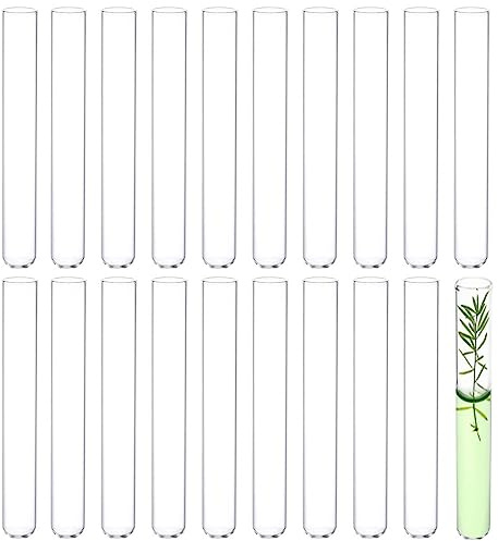 20pcs 25ml Borosilicate Glass Round Bottom Test Tubes, 18×150mm Clear Glass Test Tubes for Scientific Experiments, Decorations, Plant Propagation and Holiday Gifts