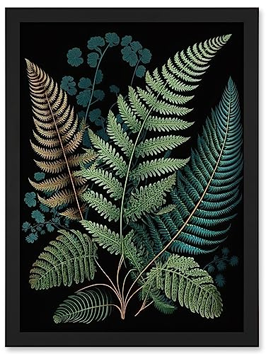 Artery8 Detailed Leaves Fern Fronds Botanical Illustration Artwork Framed A3 Wall Art Print