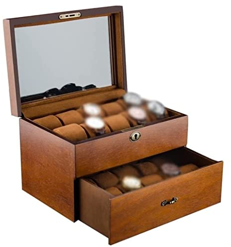 Uhrenetui Uhrenbox Uhrenkoffer Uhrenkasten Uhrenboxen Mit 20 Schlitzen, Uhrenschmuck, Aufbewahrungsbox, Doppelschicht, Uhrenboxen Aus Holz Für Männer Und Frauen Uhrenrolle Uhren Aufbewahrungsbox ( Col