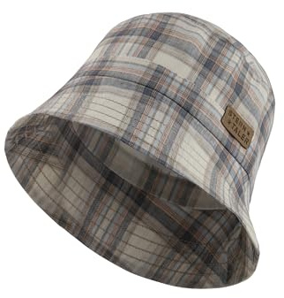 Sterntaler Fischerhut Karo - Fischerhut Jungen aus Baumwollleinen - Kinderhut für optimalen Schutz vor der Sonne - Hut für Kinder - beige, 53