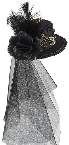 Perfeclan Steampunk-Zylinder, Gothic-Vintage-Kopfbedeckung, Blumenfeder, dekoratives Kostüm, rustikal, mit Schutzbrille, Fedoras für Party, Halloween, Damen und