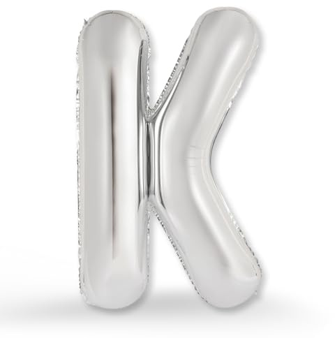 FUNXGO XXL Folienballon Buchstabe K Silber Glänzend – Riesen Buchstabenballon ca. 100 cm – Verstärktes Material – Für Helium & Luft – Perfekt für Geburtstag, Hochzeit & Party Deko - Ballon K Silber