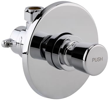 ENKI, Vision, BT4024, Chrome, Self-Closing Shower Tap Concealed Recess, Time Adjustable 10-20 Second, Solid Brass Non-Concussive Shower Valve Tap, Push Button Bathroom Shower Valve, 1 Year Guarantee