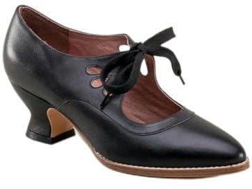 ZIRIA Mary Jane Damen-Pumps im Retro-Stil, Vintage-Stil, Schnürung, niedriger Absatz, Flügel-Derby-Schuhe, Übergröße