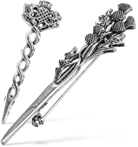 WRITWAA Schottische Distel Broschen 2 Stück Vintage Kragenstifte Sicherheitsbroschen Für Anzüge Und Kleidung Damen Herren Accessoire Für Hochzeit Und Alltag