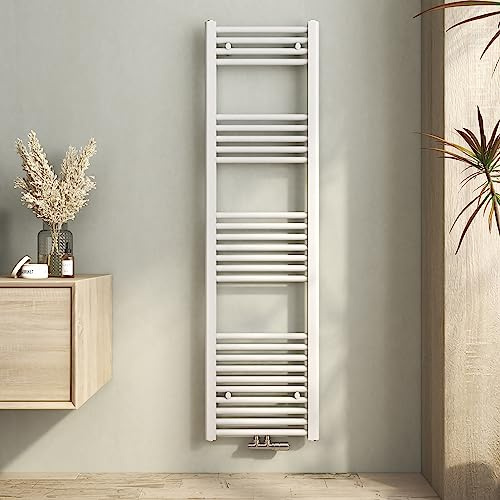 Heilmetz Weiß Badheizkörper 400 x 1400 mm Handtuchtrockner 476 Watt Leistung Heizkörper Bad Mittelanschluss Handtuchheizkörper