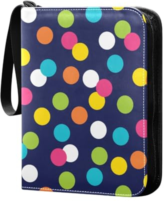 Buntes gepunktetes Sammelkartenalbum, 4 Taschen, Kartenordner, 50 Seiten, 400 Karten, PU-Reißverschluss, Kartenbinder, Aufbewahrungshalter für Sportspielkarten