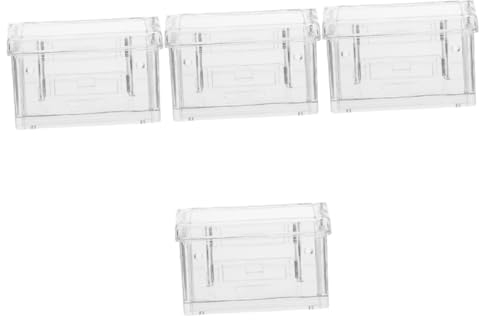 NUOBESTY 4Er-Box Transparente Visitenkartenbox acryl kartenhalter kartenständer acryl Geschäftskartenhalter Basis für Visitenkarten Kartenregal staubdicht Aufbewahrungskiste Base