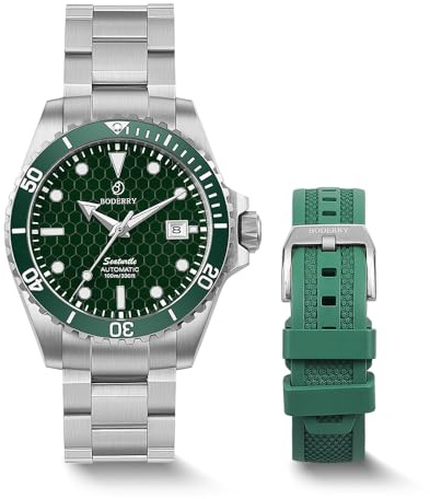BODERRY Orologio Automatico da Uomo con Movimento Giapponese, Cassa in Titanio e Bracciale, Vetro Zaffiro, Impermeabile fino a 200 m, Super LumiNova Svizzero e Corona a Vite